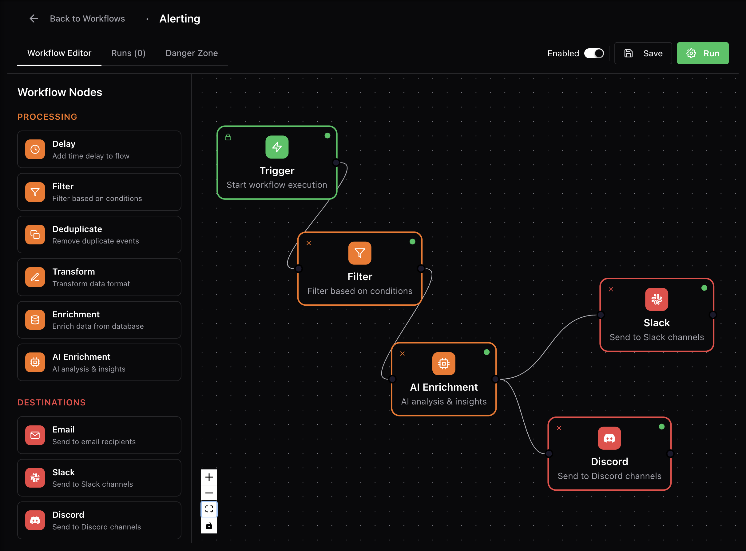 Drag-and-drop workflow builder interface